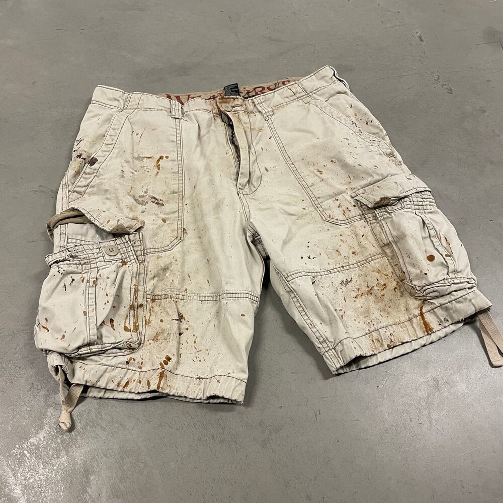 Y2K thrashed cargo board shorts 34
